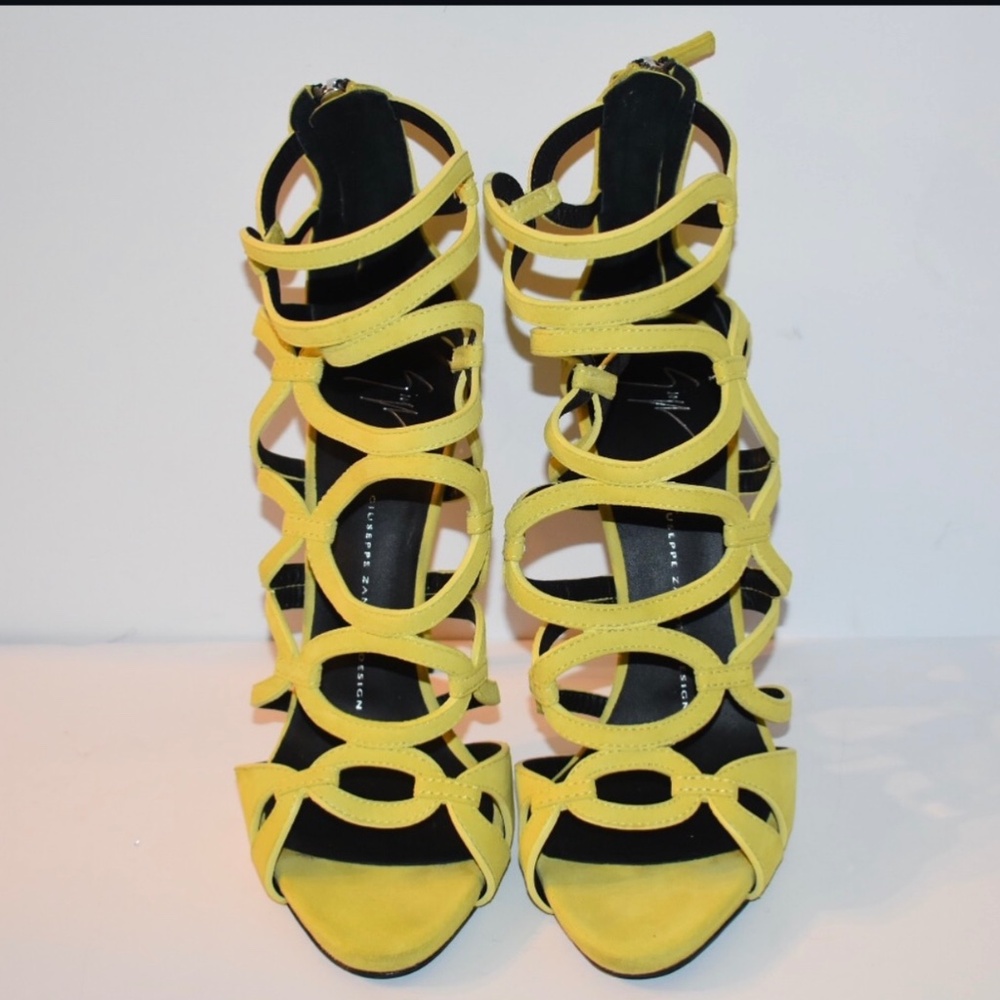 Giuseppe Zanotti Yellow Suede Strappy Heels
